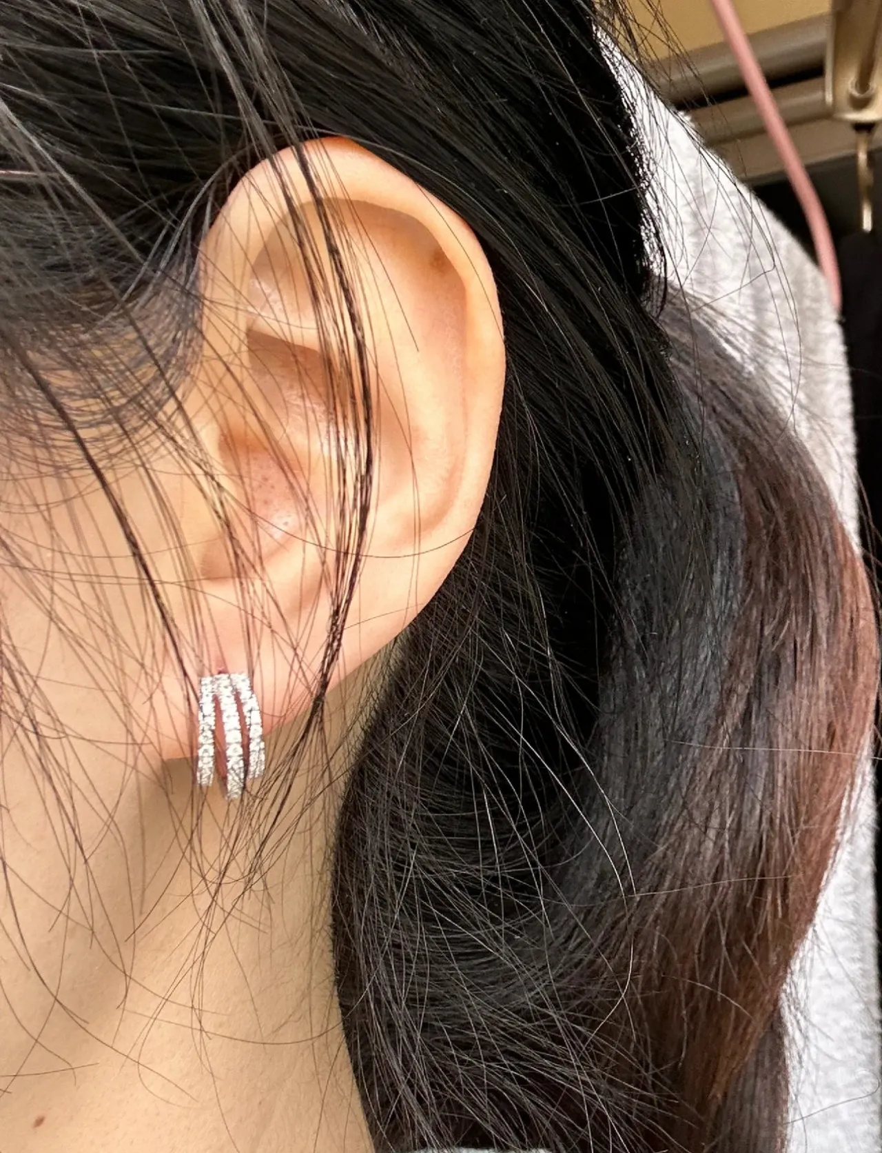 Pavé-Set Silver-Tone Crystal Hoop Earrings 3