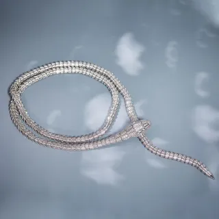 Pavé-Set Collar en forma de serpiente articulado