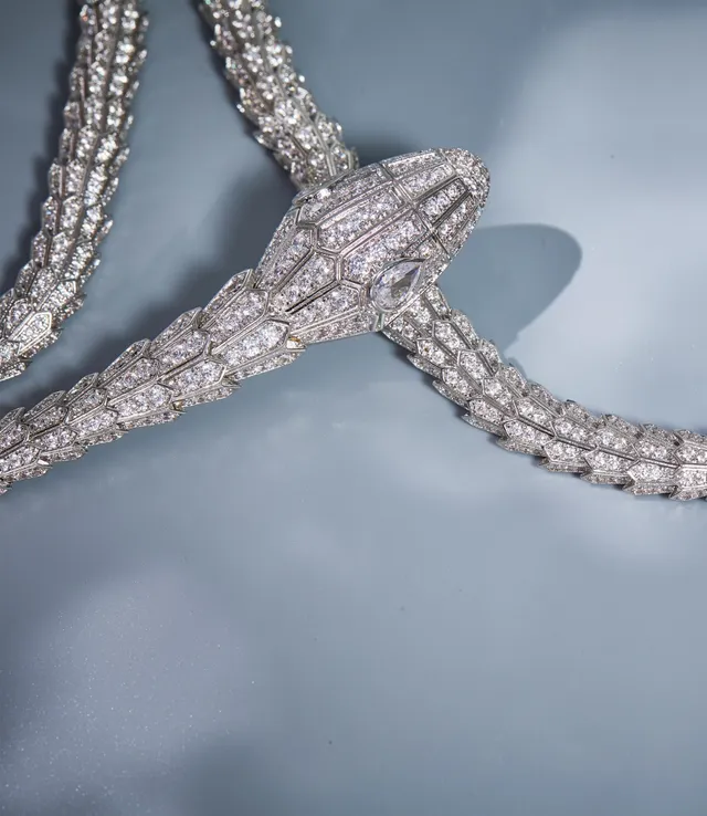 Pavé-Set Snake-Shaped Articulated Necklace 8