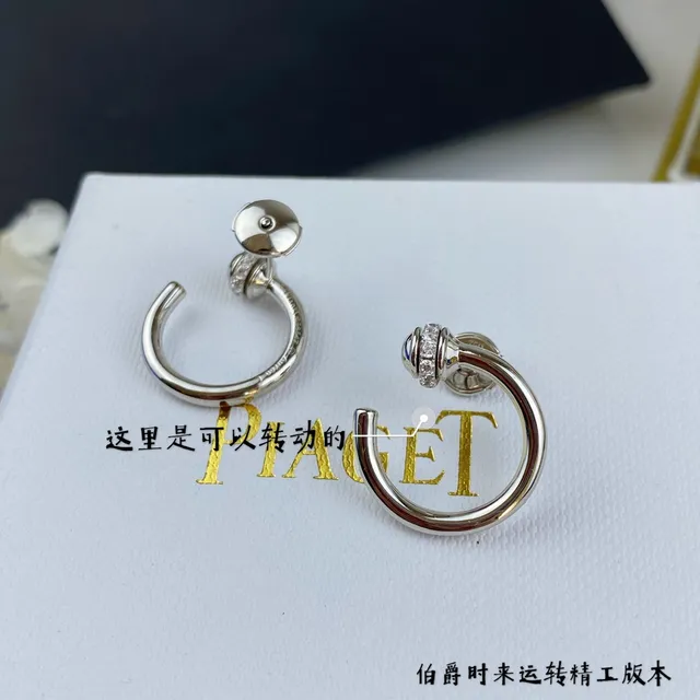 Piaget Possession Rotating Clasp Diamond and Blue Stone Hoop Earrings 3