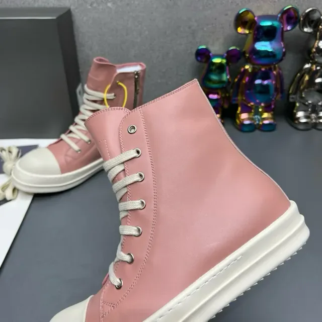 Sneakers lifestyle rose et crème à zip et bout haut 3