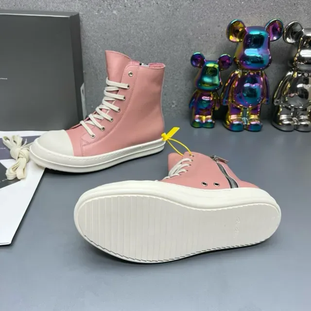 Sneakers lifestyle rose et crème à zip et bout haut 4