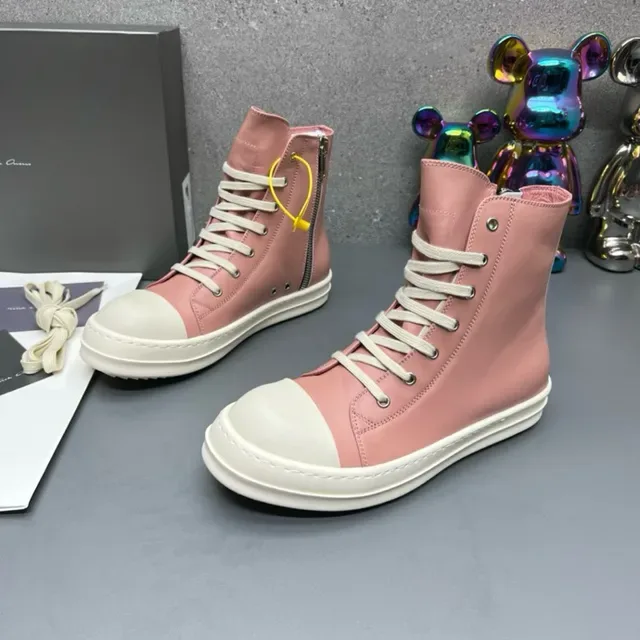 Sneakers lifestyle rose et crème à zip et bout haut 5