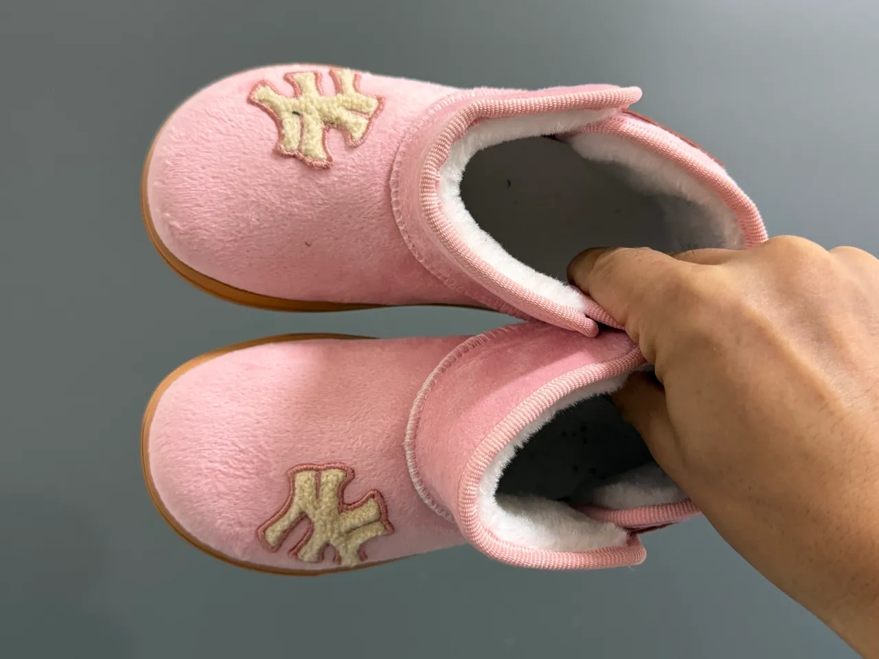 Pink Beige Plush-Lined Slip-On Snow Boots 6
