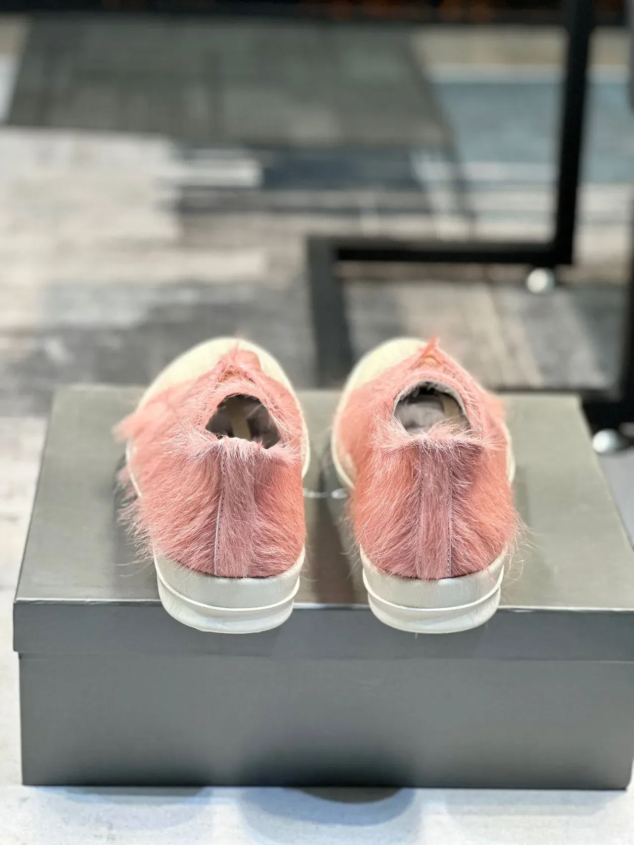 Pink Fuzzy Upper Off-White Toe Cap Low-Top Sneaker 2