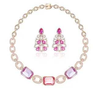 Collier de chaîne en or rose avec motifs pavé-diamants incrustés