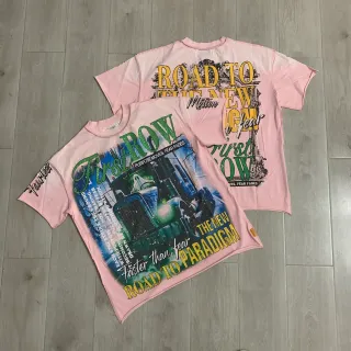 Pink Graphic-Print Oversized T-Shirt