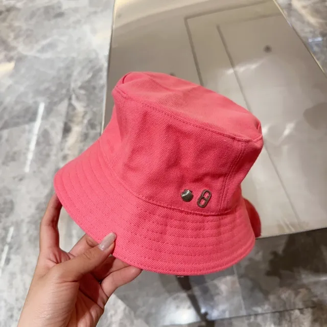 Chapéu de balde de algodão texturizado com painéis costurados rosa 3