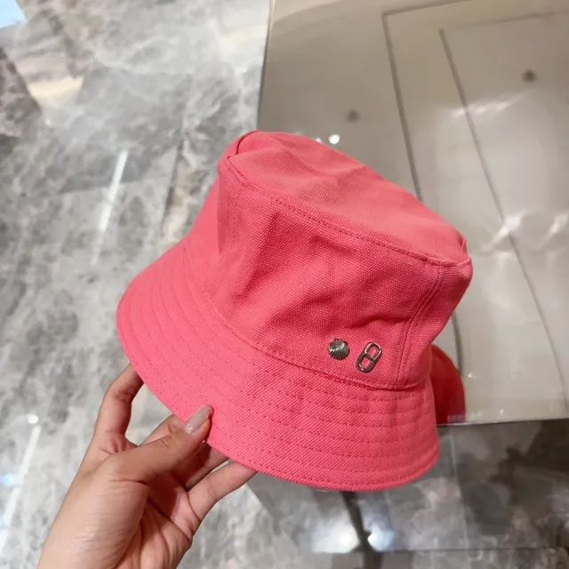 Chapéu de balde de algodão texturizado com painéis costurados rosa 4