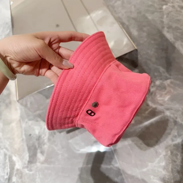 Chapéu de balde de algodão texturizado com painéis costurados rosa 5