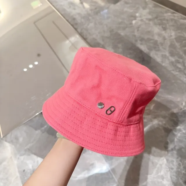 Chapéu de balde de algodão texturizado com painéis costurados rosa 6