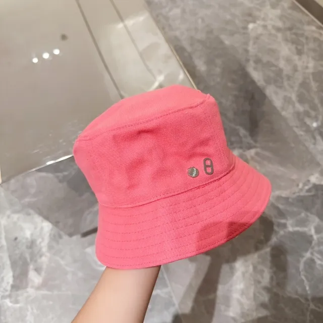 Chapéu de balde de algodão texturizado com painéis costurados rosa 7