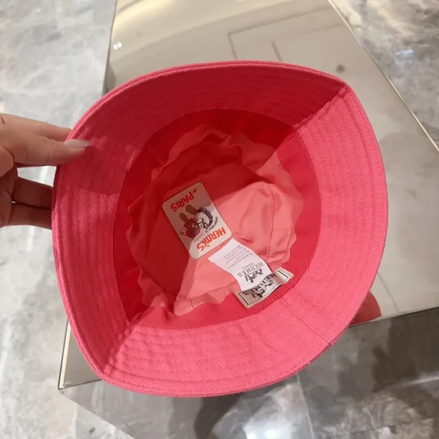 Chapéu de balde de algodão texturizado com painéis costurados rosa 8