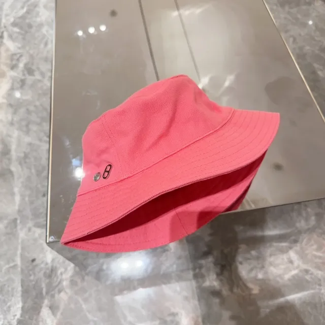 Chapéu de balde de algodão texturizado com painéis costurados rosa 9