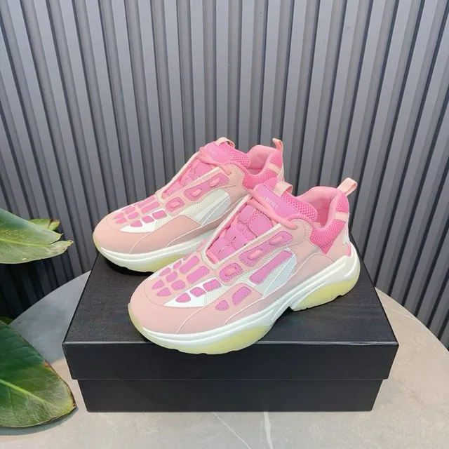 Pink White Oversized Sole Mesh And Synthetic Panel Construction Chunky Sneakers 4