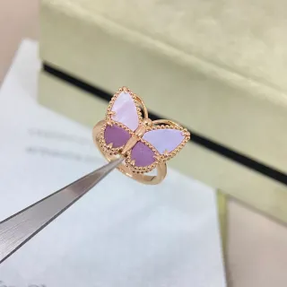 紫金蝴蝶图案串珠边框戒指