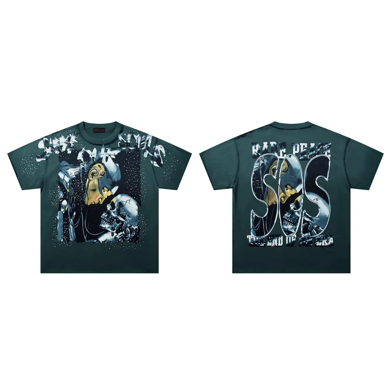 Rare Peace Oversized Cyberpunk Graphic T-Shirt 3