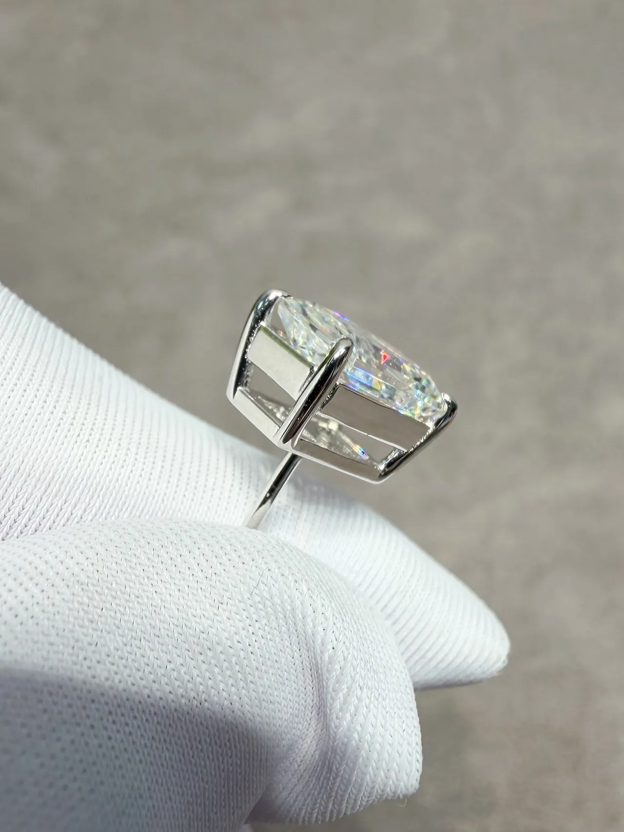 Rectangular Emerald-Cut Solitaire Stud Earrings 7