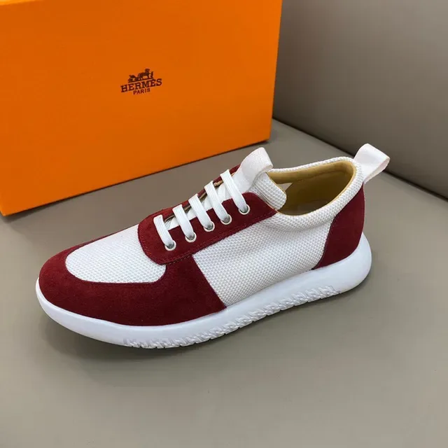 Red and White Mesh Suede Panel Lifestyle Sneaker 6