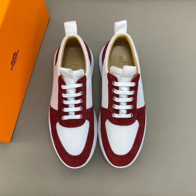 Red and White Mesh Suede Panel Lifestyle Sneaker 9