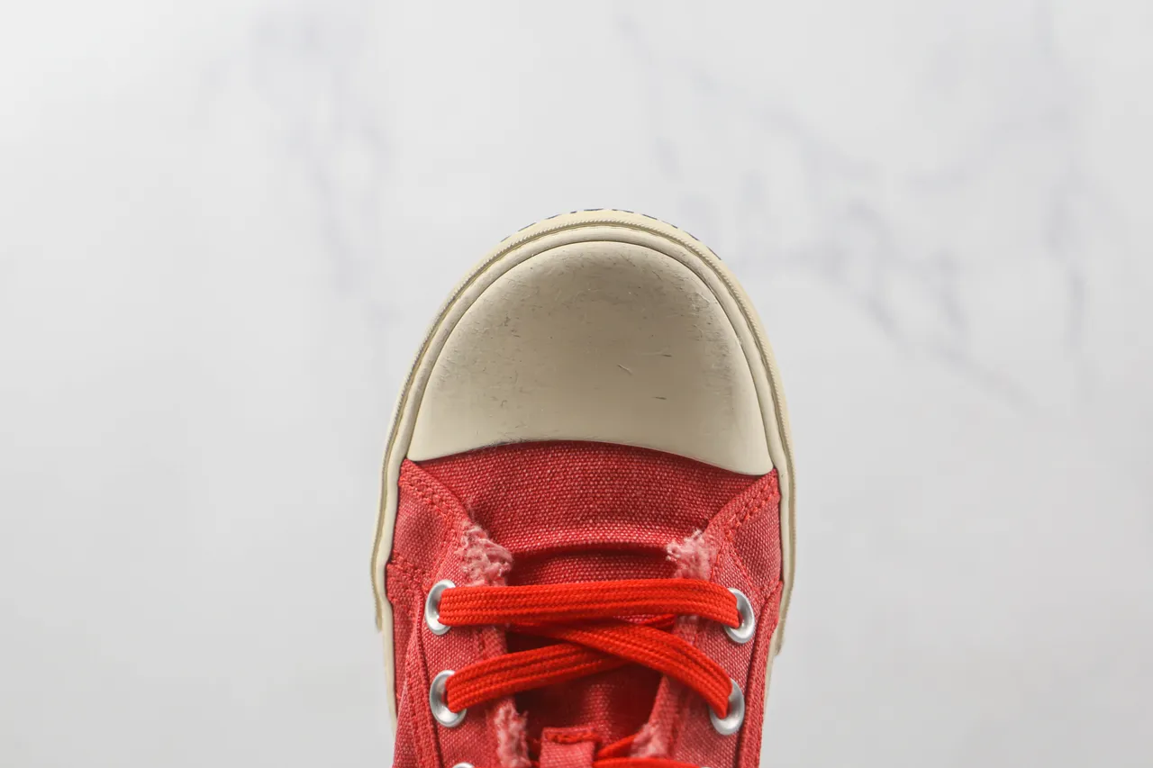 Chaussures en toile rouge beige low-top avec col frayé 6