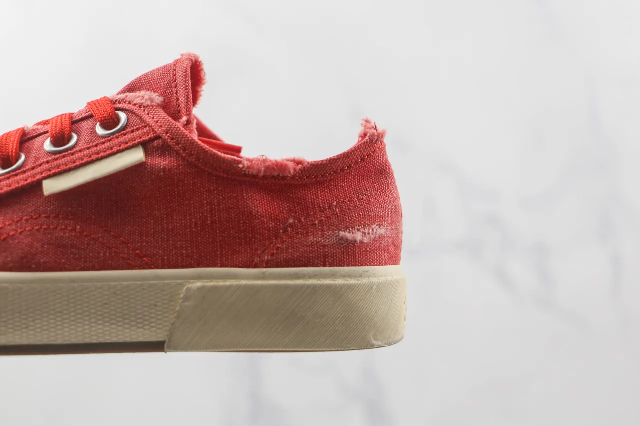Chaussures en toile rouge beige low-top avec col frayé 7