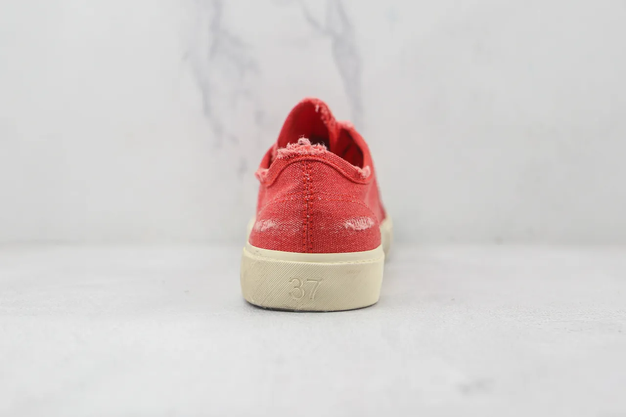 Chaussures en toile rouge beige low-top avec col frayé 9
