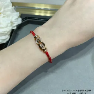 Red Braided Cord Gold-Tone Knot Clasp Pavé Crystal Bracelet