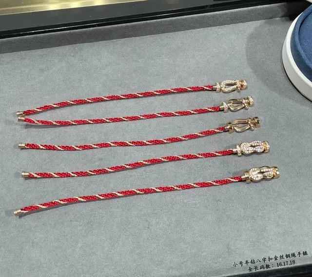 Red Braided Cord Gold-Tone Knot Clasp Pavé Crystal Bracelet 2