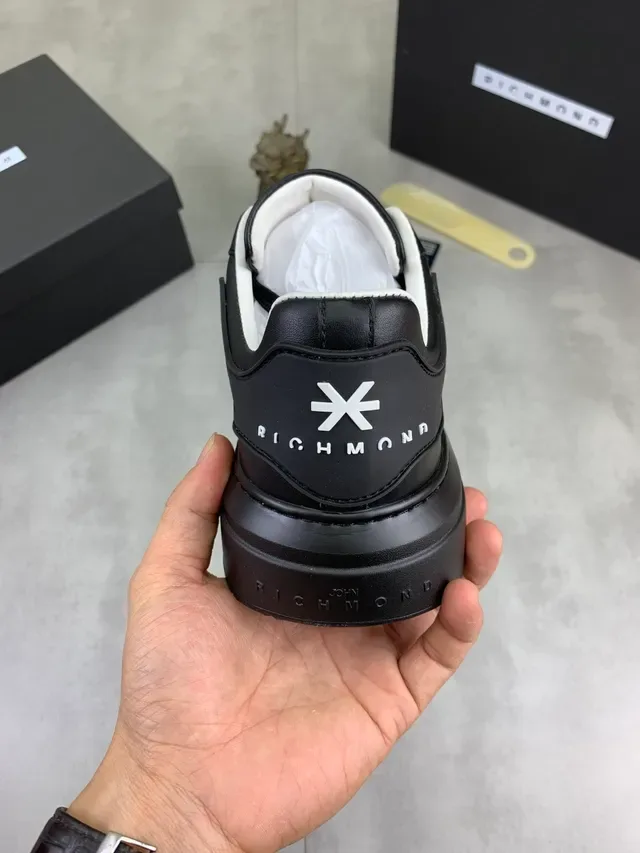 Richmond X Black Leather-Style Platform Lifestyle Sneakers 4