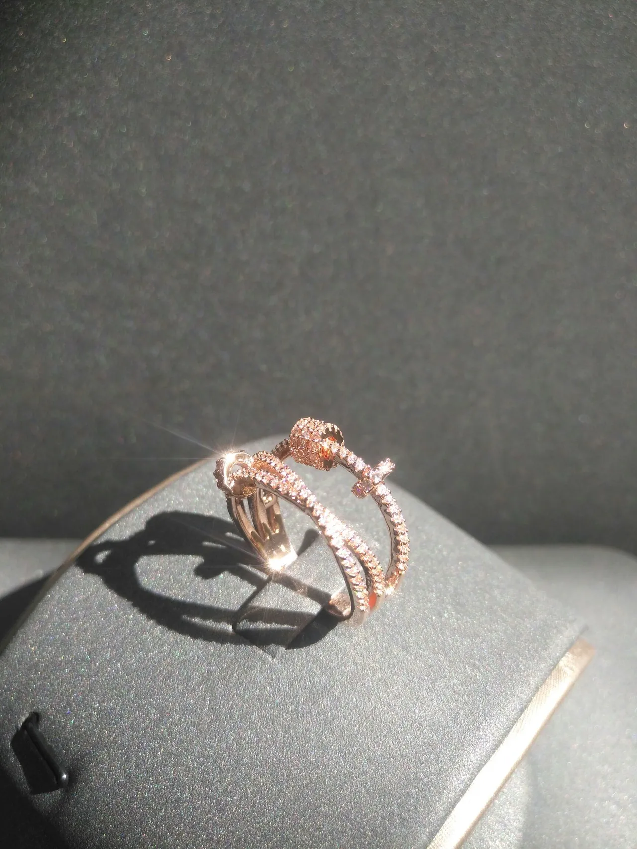 Rose Gold Tone Pavé-Set Multi-Band Crossover Ring 9