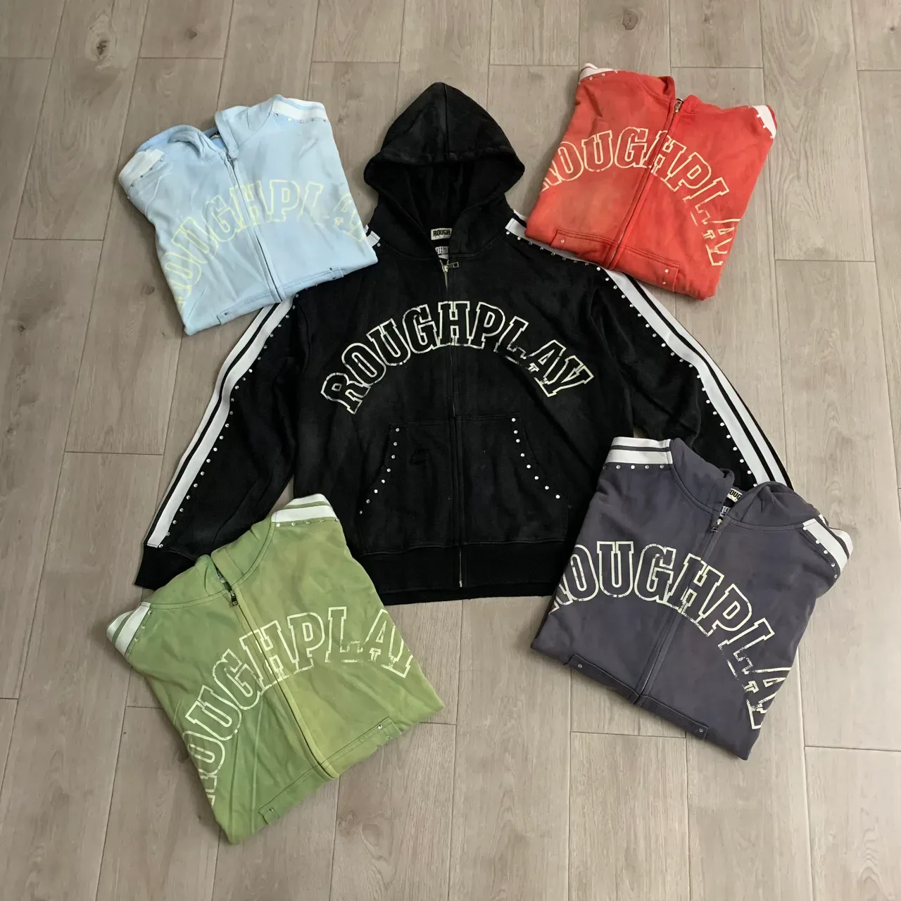 Rough Arch Logo 铆钉条纹 拉链连帽衫 23