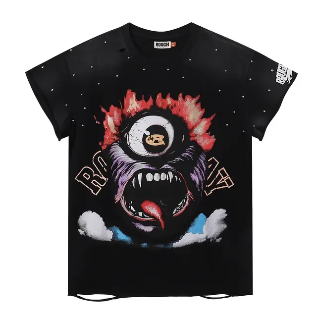 T-shirt oversize usé à imprimé graphique ROUGH 3