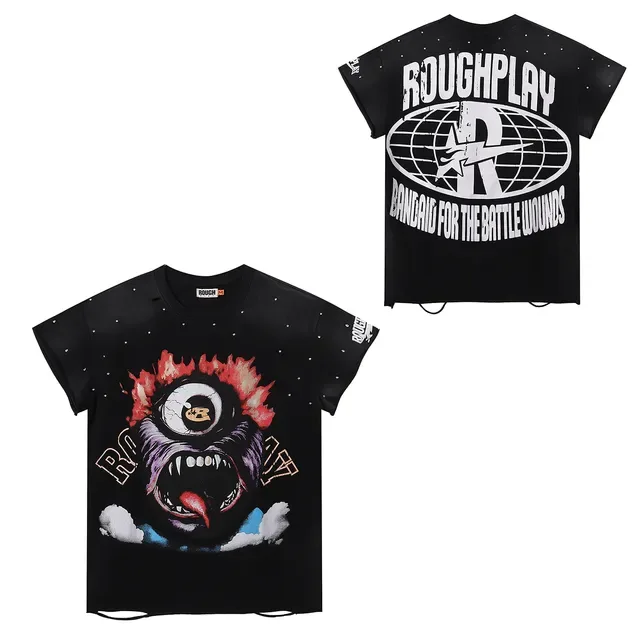 T-shirt oversize usé à imprimé graphique ROUGH 4