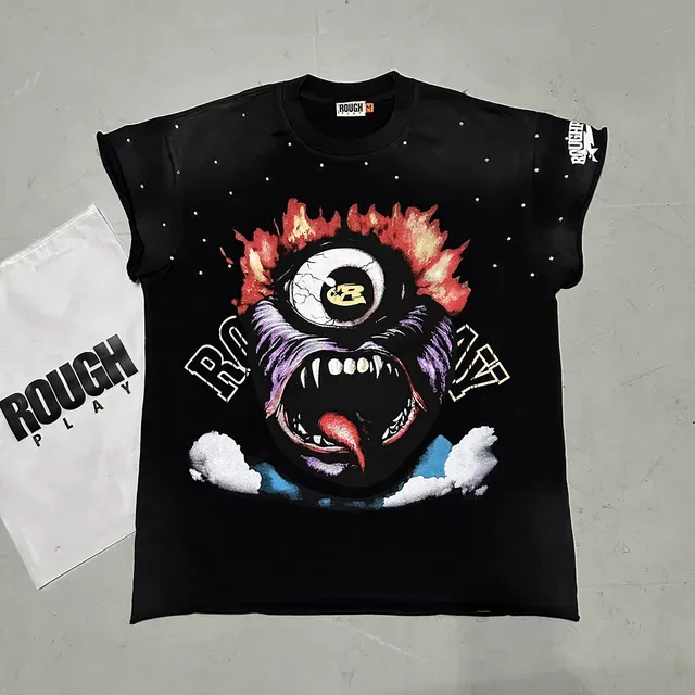 T-shirt oversize usé à imprimé graphique ROUGH 7
