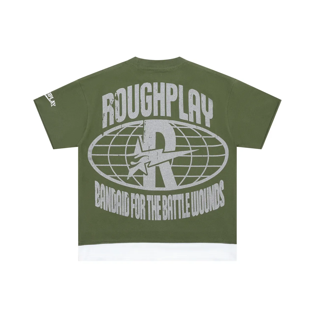 T-shirt Roughplay vert armée et blanc coupe oversize imprimé graphique 4