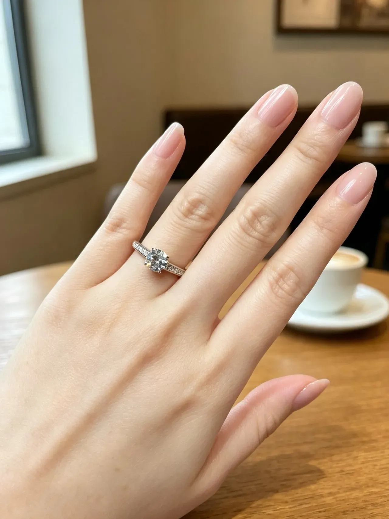 Round Brilliant Center Stone Four-Prong Pavé Side Diamond Ring 9