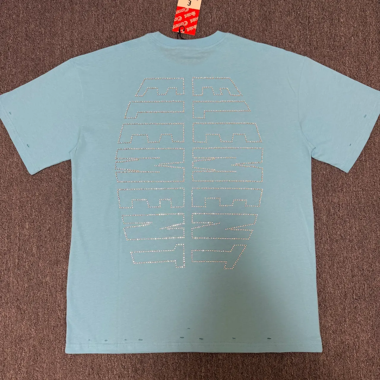 Saint Elements Black Blue Graphic Tee Halo Portrait Print T-Shirt 5