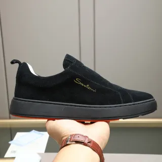 Santoni Zapatillas Lifestyle Ante Negro Naranja Slip-On Construcción