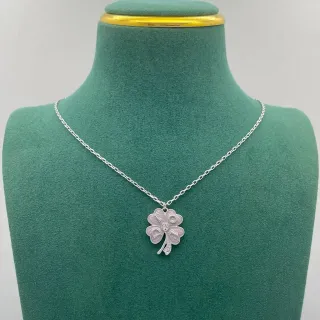 Collier Chaîne Argentée Trèfle à Quatre Feuilles Émaillé