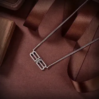 Collier Chaîne Curb Argent Pendentif Géométrique