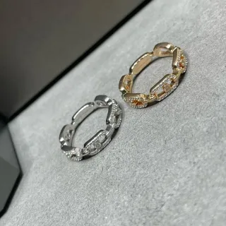 Silver Gold Chain-Link Motif Pavé-Set Ring — accessories wholesale supplier photo