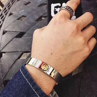 Silver Gold Cuff Emblem Bracelet 2