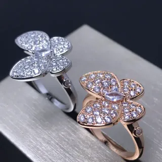银金花形 pave 镶嵌戒指