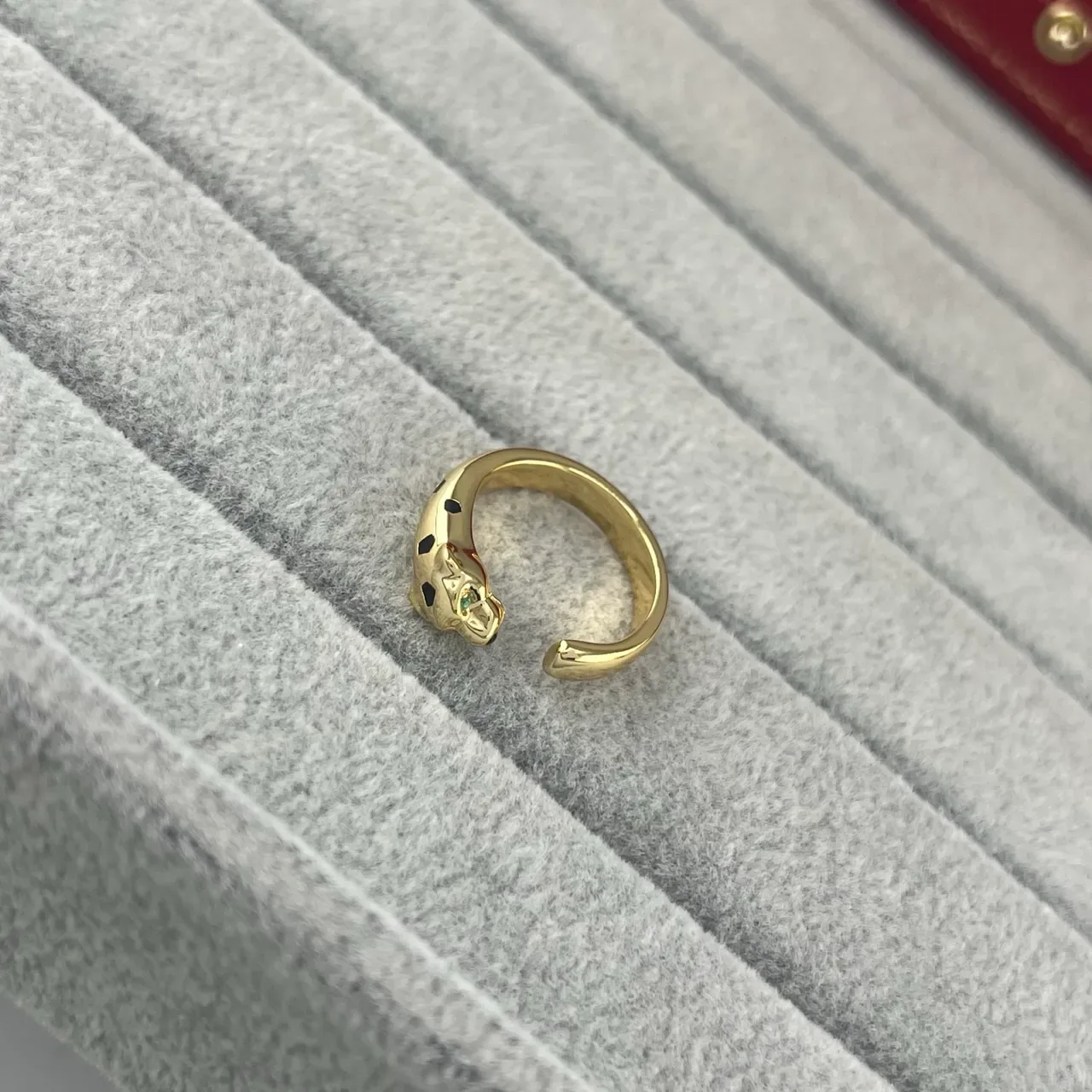 Silver Gold Panther Head Motif Open Adjustable Band Ring 4
