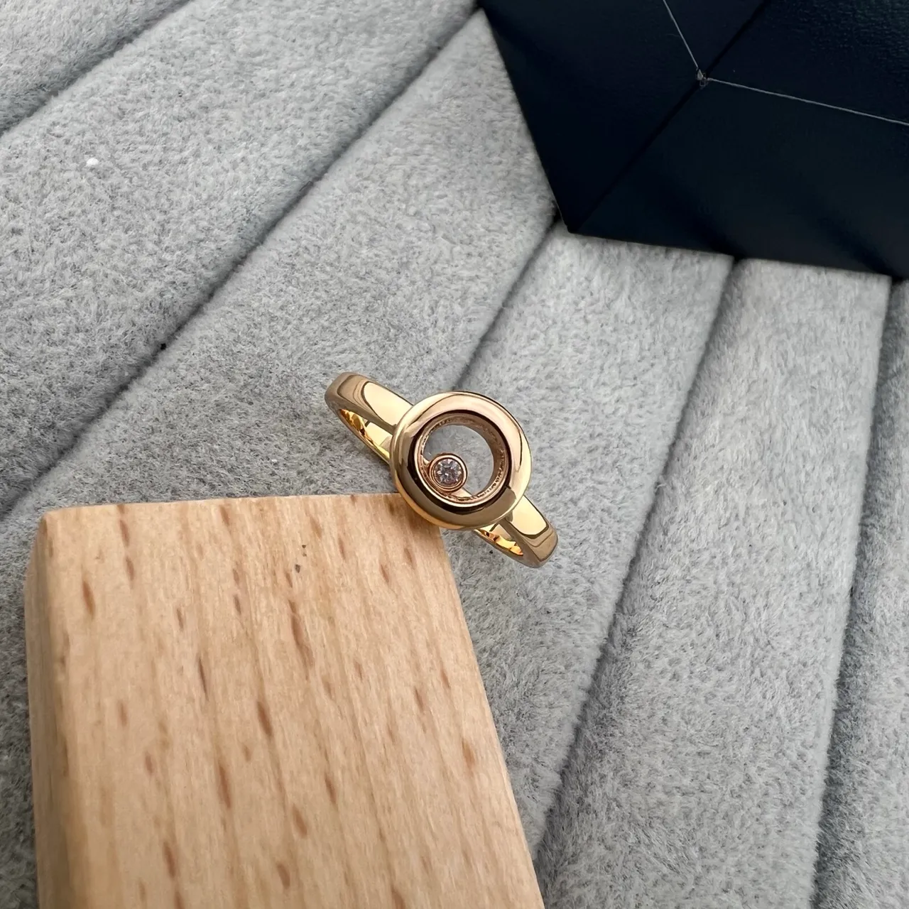 Silver Gold Rotating Bezel Single Central Diamond Ring 2