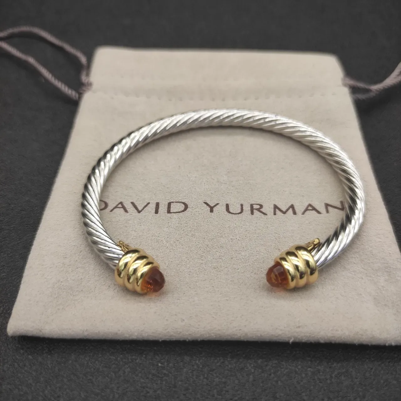 Silver Gold Twisted Cable Two-Tone Metal Bracelet 5