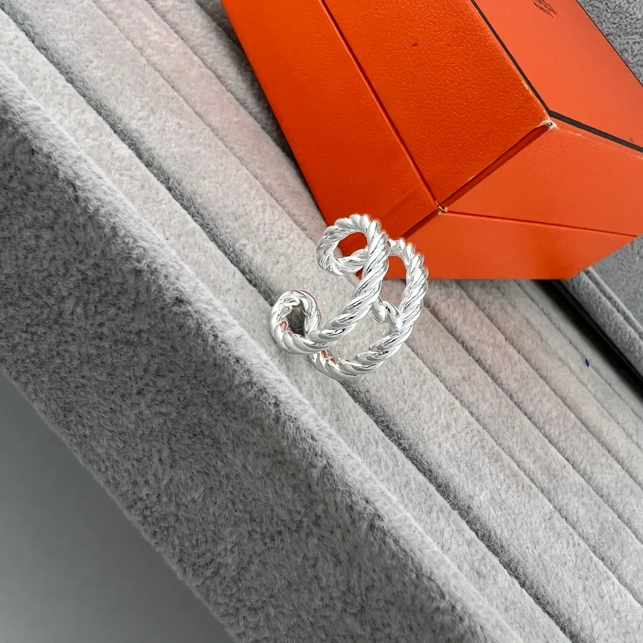 Silver Gold Twisted Rope Texture Open Adjustable Band Ring 2
