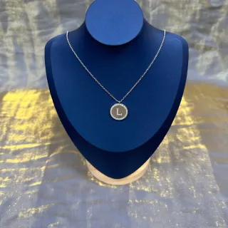 Silver Navy Chain Circular Pendant Necklace