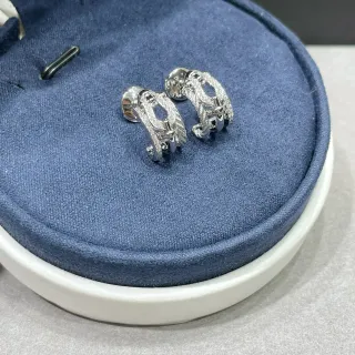 চাঁদি নেভি Pavé-Set Openwork ইয়াররিংস